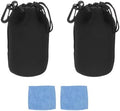 PATIKIL 2 Pcs Camera Lens Pouch, 4" ID x 7" H Drawstring Lens Pouch Protective Camera Lens Case Bag Soft Plush Neoprene Bag for DSLR Photography Gear, Black by PATIKIL