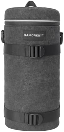 Camera Lens Case Lens Bag Compatible (5.51" x 14.56"(Canvas, Black)) by XAMOREST