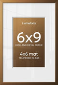 Homeforia 6x9 Bronze Picture Frame, High-End Metal, 4x6 Mat, Glass by Homeforia