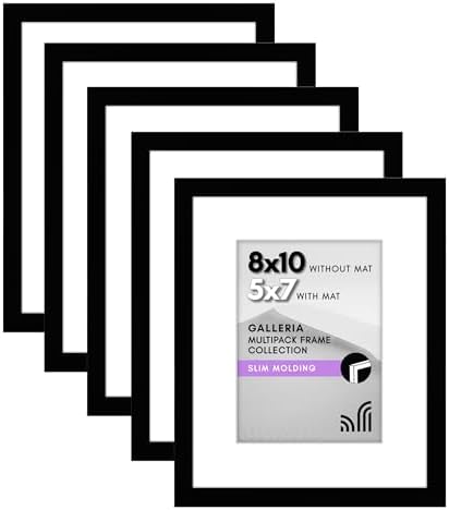 Americanflat 8x10 Picture Frame 5-Pack - Matted to 5x7 - Black by Americanflat
