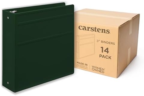 Carstens 3-Inch Heavy Duty 3-Ring Binder - Side Opening, Forest Green, Durable Plastic, Precision No-Gap Rings, Waterproof Cover, No Pockets, Holds 400 US Letter Sheets, BPA-Free Made in USA (1738-3R) by Carstens