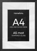 Homeforia A4 Black Oak Picture Frame, High-End Wood, A5 Mat, Glass by Homeforia