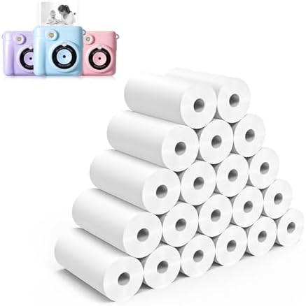 20 Rolls Instant Print Camera for Kids Refill Print Paper - Hikkon Thermal Print Paper Rolls Photo Print HD Printing for Most Kids Instant Camera(White) by Hikkon