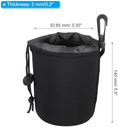PATIKIL Camera Lens Bag, 3 Pcs 3.3" ID x 5.5" H Drawstring Lens Pouch with Thick Protective Neoprene, Lens Case for DSLR Camera Lens, Water Coffee Cups Black - Image 2