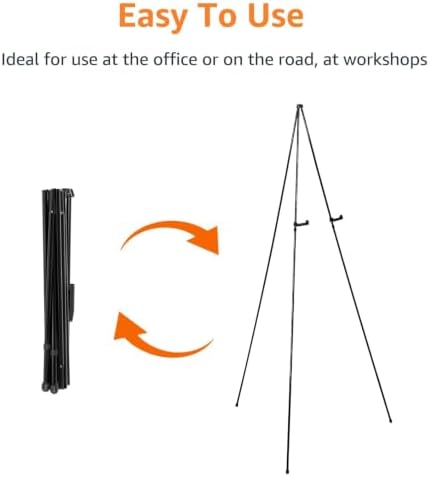 Amazon Basics Easel Display Stand, Instant Floor Poster, Lightweight, Collapsible and Portable with Tripod Base, Black Steel (Supports 5 pounds) (Pack of 2) - Image 2