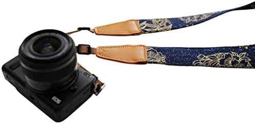 UNIKSTRAP Original Design Personalized Adjustable Camera Strap Golden Flowers Line Drawing on Blue, Fit for Canon Nikon Sony Olympus Interchangeable Lens Digital Camera/DSLR etc. - Image 3
