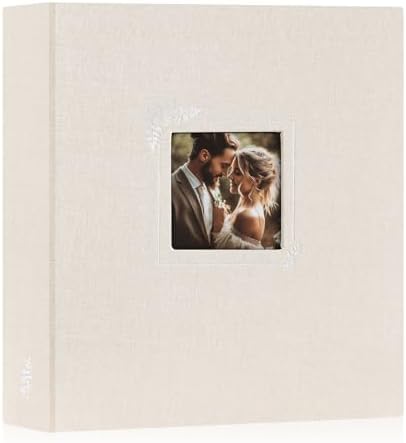 Lanpn Scrapbook Photo Album 8.5x11, Linen Window Design Cover Top Load 3 Ring Folder Binder Photobook Photo Book 8.5 x 11 inch with 30 Plastic Sleeves 60 Pages Beige by Lanpn
