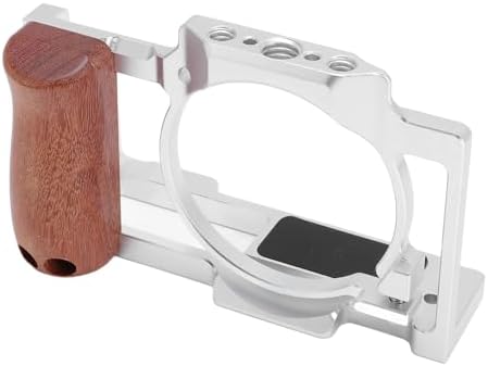 Jiawu Camera Video Cage for ZV1 Precise Design with Wooden Handle Grip for Improved Stability and Filming Experience (Silver) - Image 4