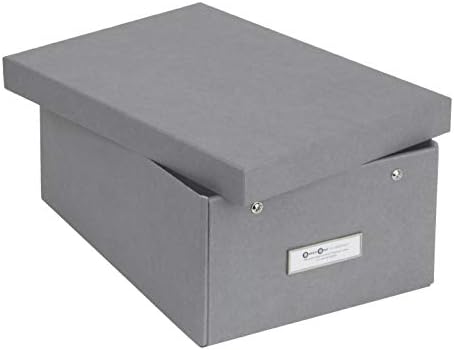 Bigso Karin Collapsible Storage Box - Photo Storage Box with Labelframe for Easy Identification - Simple Assembly Without Tools - Decorative Storage Boxes with Lids - 8.9in x 12.4in x 5.4in - Gray - Image 2