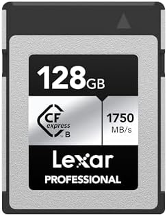 Lexar 128GB CFexpress Type B Silver 2.0 Card, 1750/1300 MB/s, 8K Video by Lexar