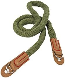 Vintage Handmade Cotton Leather Camera Neck Strap for Leica Nikon Fuji Pentax Canon Panasonic Sony Short Army Green - Image 3