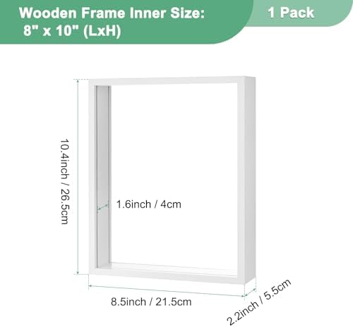 M METERXITY 1-Pack Dried Flower Frame, 8 x 10 Inch Double Acrylic Wooden Dried Flower Photo Floating Frame for Tabletop/DIY/Handicrafts [White] - Image 3