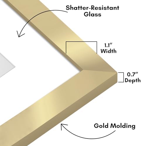Americanflat 8x8 Picture Frame - Matted to 4x4 - Engineered Wood - Gold - Image 3