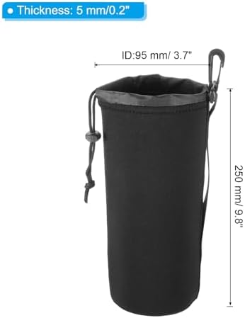 PATIKIL Camera Lens Bag, 4 Pcs 3.7" ID x 9.8" H Drawstring Lens Pouch with Thick Protective Neoprene, Lens Case for DSLR Camera Lens, Water Coffee Cups Black - Image 2
