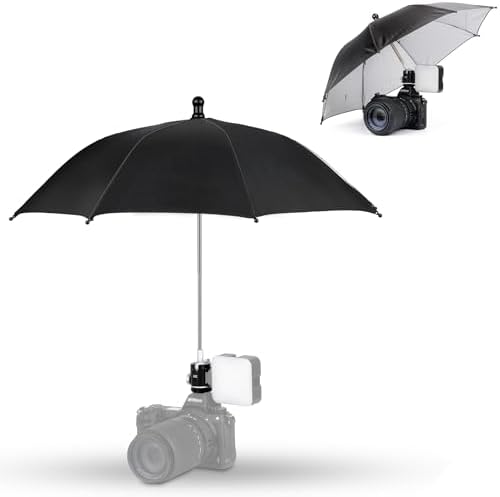 Upgrade Camera Hot Shoe Umbrella Sunshade with 3 Level Height Adjustable by Kiorafoto