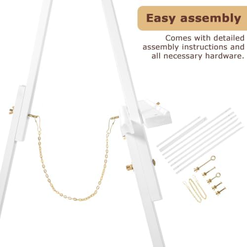 VISWIN 3Pcs 63" White Easel Stand for Wedding Signs, Adjustable Wooden Display Easel with Holder, Tripod Floor Easel for Welcome Board, Poster, Picture, Photos, Paintings - Image 6