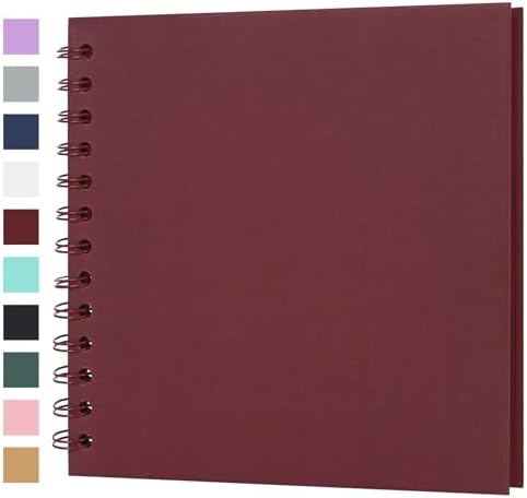 Scrapbook Album 7x7 Inches 40 Pages Hardcover Kraft Paper Red by Bonyomor