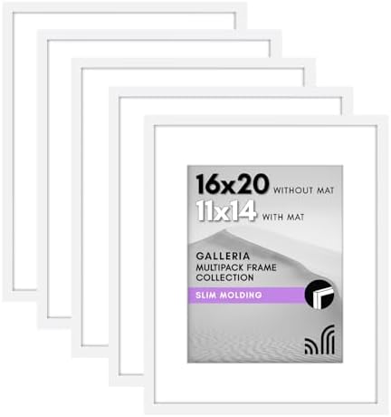 Americanflat 16x20 Poster Frame 5-Pack - Matted to 11x14 - White by Americanflat