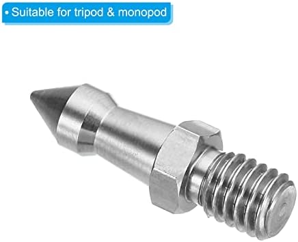 PATIKIL 3/8 Inch Thread Tripod Spike, 6 Pack Camera Tripod Ground Spike Screw Stainless Steel Spike Mount Adapter for Monopod Style 2, Silver - Image 4
