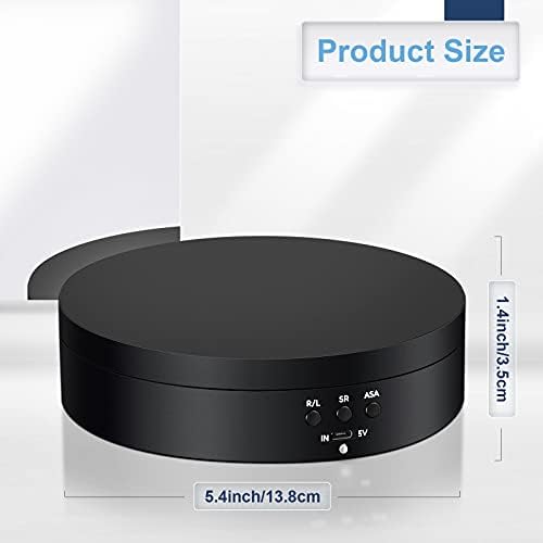 Hicarer 360 Rotating Display Stand Turntable USB Powered, Black, Mirror - Image 2