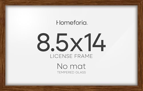 Homeforia 8.5x14 Brown Oak Marriage License Frame, High-End Wood, Glass by Homeforia