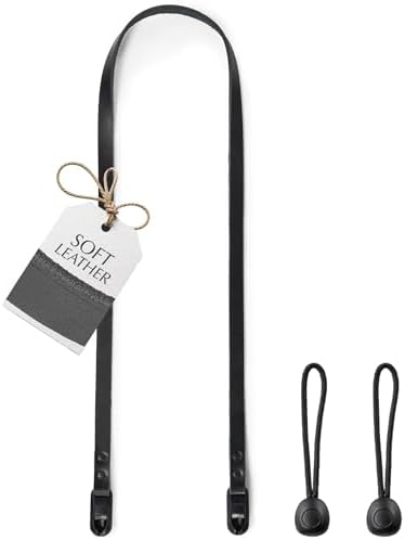 C Coiro Slim Leather Camera Strap with Quick Release, Neck Adjustable Camera Shoulder Strap SLR Compatible with All Camera Brands, Classic/Black by CCoiro