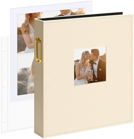 Vienrose 8.5x11 In 3 Ring Scrapbook Photo Album Leather Beige 100 Pages by Vienrose