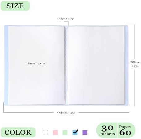 Tamaki Binder with Plastic Sleeves for A4 Size, 30 Pocket, 1 Pack, Blue - Image 2