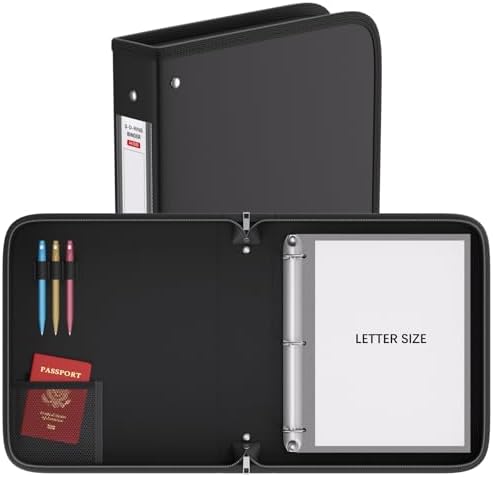 Fireproof 3 Ring Binder with Zipper, 1.5" D Ring, 2 Pack - Image 3