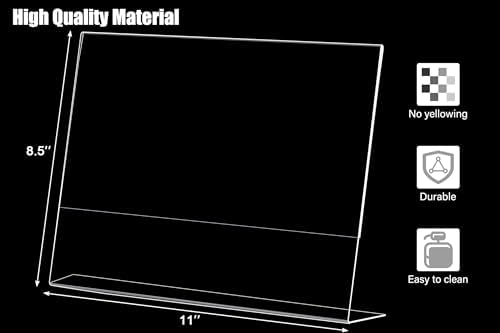 xydstay 6pack Acrylic Sign Holder Horizontal, 8.5x11 L Shape Clear Plastic - Image 2