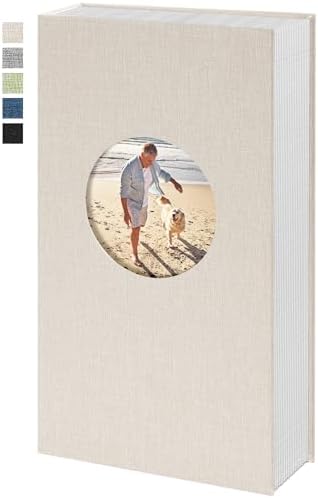 Vienrose Photo Album 4x6 Photos 420 Pockets Linen Cover Slip-in Photo Book with Round Window for Wedding, Vacation Memories, Personalized Picture Organizer, Beige by Vienrose