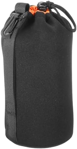 PATIKIL Camera Lens Bag, 1 Pcs 3.7" ID x 9.8" H Drawstring Lens Pouch with Thick Protective Neoprene, Lens Case for DSLR Camera Lens, Water Coffee Cups Black, Orange by PATIKIL