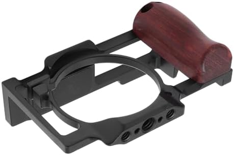 Jiawu Camera Video Cage for ZV1 Precise Design with Wooden Handle Grip for Improved Stability and Filming Experience (Black) - Image 4