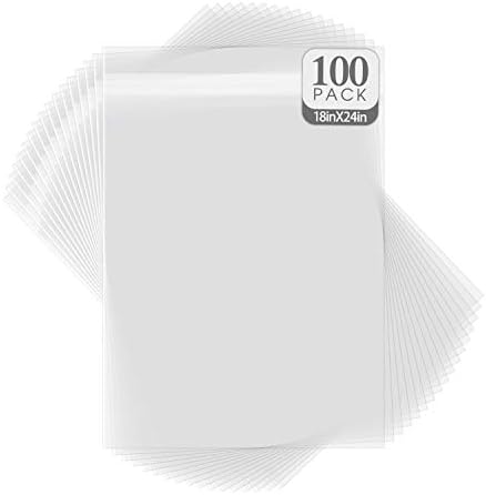 Golden State Art 18x24 Inch Crystal Sealed Clear Plastic Sleeves,100 Pack by GoldenStateArt