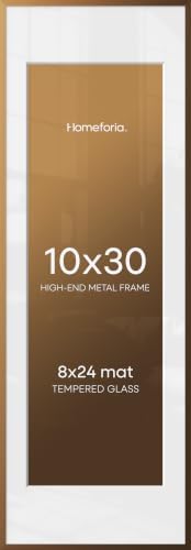 Homeforia 10x30 Bronze Picture Frame, High-End Metal, 8x24 Mat, Glass by Homeforia