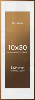 Homeforia 10x30 Bronze Picture Frame, High-End Metal, 8x24 Mat, Glass by Homeforia