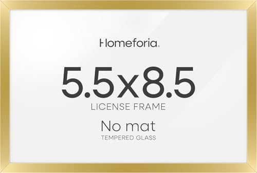 Homeforia 5.5x8.5 Gold Business License Frame, High-End Metal, Glass by Homeforia