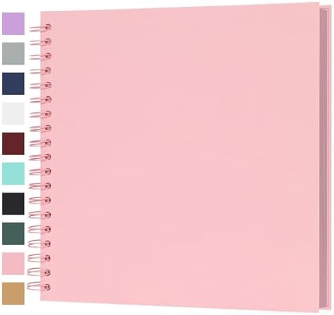 Scrapbook Album 10x10 Inches 40 Pages Hardcover Kraft Paper Pink by Bonyomor