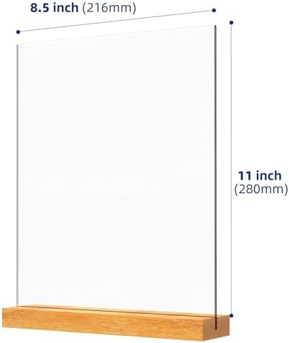 8.5x11 Inch Acrylic Sign Holder with Wooden Base, Desktop Display Stand (8.5x11 5Pack) - Image 3