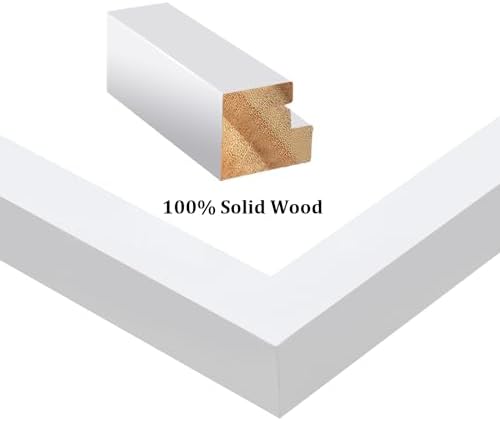 Egofine 6x8 Picture Frames Set of 4, Made of Solid Wood Covered by Plexiglass 4x6 and 5x7 with Mat or 6x8 whitout Mat, for Table Top Display and Wall Mounting Photo Frame White - Image 2