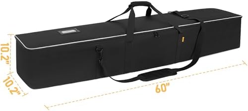 Multifunctional Tripod Bag 60 X 10.2 X 10.2 Inches / 152 X 26 X 26 cm Heavy Duty Tripod Carrying Case with Handle for Lights, Speakers, Cameras, Booms, Microphone Stands, Black - Image 3