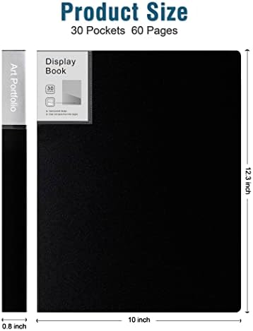 Folder with Plastic Sleeves 4 Pack 9"x12" Black Portfolio Folder for Artwork Display Book 30 Pockets 60 Pages Capacity - Image 5