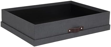 Bigso Sverker Fiberboard Legal/Art Storage Box - Scrapbook Storage Box for Papers, Photos, and More - Durable Keepsake Boxes with Lid and Leather Handle - 3.3in x 17.1in x 12.2in - Black - Image 2
