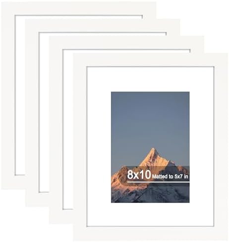 8x10 Picture Frame Set of 4 with Real Glass, Wall & Tabletop Display by SZYUU