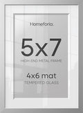 Homeforia 5x7 Silver Picture Frame, High-End Metal, 4x6 Mat, Glass by Homeforia