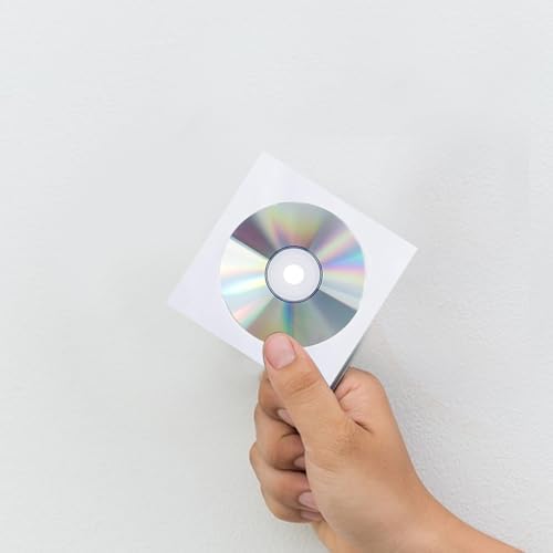 200 PCS CD DVD Sleeves, Premium White Paper CD DVD Sleeves Envelope Sleeves Holder with Clear Window and Close Flap Compatible with 3 Inch CD DVD - Image 6