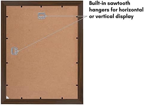 Americanflat 11x14 Picture Frame with Shatter-Resistant Glass - Use as 8x10 Frame with Mat or Display 11x14 Photo Without Mat - Signature Collection - Picture Frames for Wall Display - Walnut - Image 3