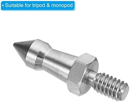 PATIKIL 1/4 Inch Thread Tripod Spike, 6 Pack Camera Tripod Ground Spike Screw Stainless Steel Spike Mount Adapter for Monopod Style 2, Silver - Image 4