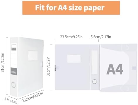 HUA JIE 6 Pack A4 Storage File Boxes Plastic Archives Cases,Transparent - Image 2