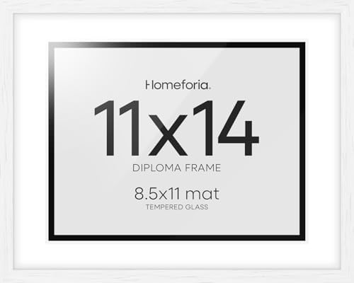 Homeforia 11x14 Black Oak Diploma Frame, High-End Wood, 8.5x11 Mat, Glass by Homeforia